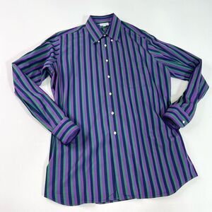 Maus & Hoffman Button Down Shirt Mens Large Long Sleeve Single Button Stripes